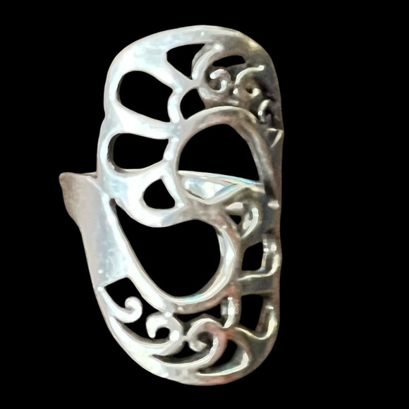 Sterling Silver Open Filigree Hand Crafted Ring Size 8.5 6grams - Picture 5 of 7